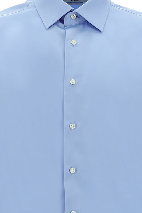 Açık Mavi Uzun Kol Slim Fit Dar Kesim Klasik Su İtici Leke Tutmaz 4 Mevsim Pamuk Gömlek