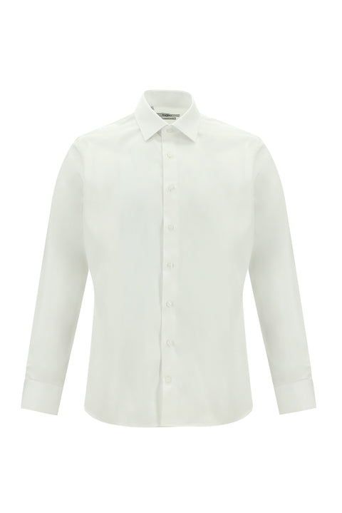 Beyaz Uzun Kol Slim Fit Dar Kesim Klasik Su İtici Leke Tutmaz 4 Mevsim Pamuk Gömlek