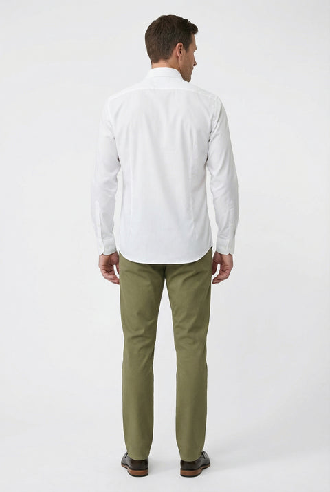 White Long Sleeve Slim Fit Classic Nano Care Water Repellent Stain Resistant 4 Seasons Cotton Shirt