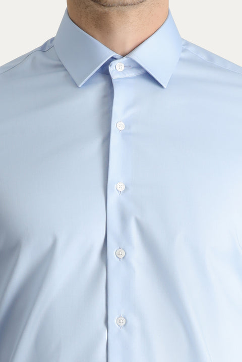 Uçuk Mavi Uzun Kol Slim Fit Dar Kesim Non Iron Gömlek