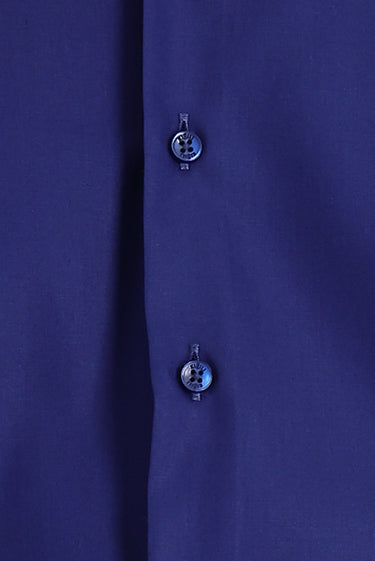 Orta Lacivert Uzun Kol Slim Fit Dar Kesim Non Iron Pamuklu Gömlek