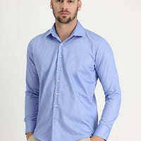 Açık Mavi Uzun Kol Slim Fit Dar Kesim Non Iron Pamuklu Gömlek