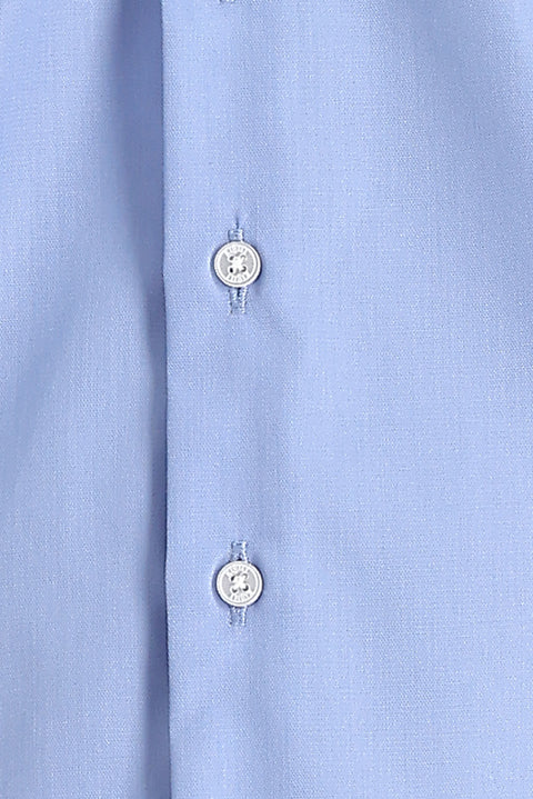 Açık Mavi Uzun Kol Slim Fit Dar Kesim Non Iron Pamuklu Gömlek