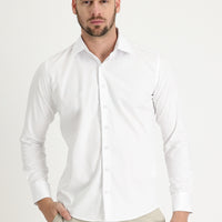 Beyaz Uzun Kol Slim Fit Dar Kesim Non Iron Pamuklu Gömlek