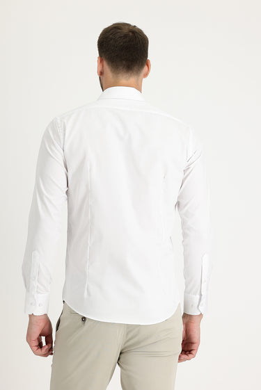 Beyaz Uzun Kol Slim Fit Dar Kesim Non Iron Pamuklu Gömlek
