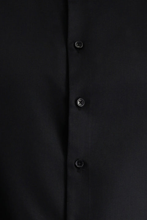 Siyah Uzun Kol Slim Fit Dar Kesim Non Iron Klasik Pamuklu Gömlek