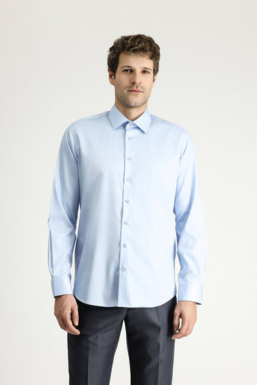  Uçuk Mavi Uzun Kol Slim Fit Dar Kesim Non Iron Klasik Pamuklu Gömlek