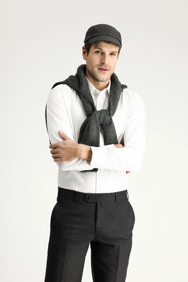  Beyaz Uzun Kol Slim Fit Dar Kesim Non Iron Klasik Pamuklu Gömlek