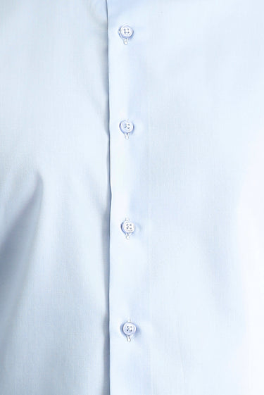 Uçuk Mavi Uzun Kol Slim Fit Dar Kesim Klasik Non Iron Saten Pamuklu Gömlek