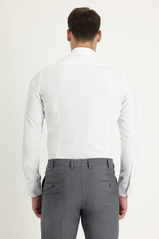 Beyaz Uzun Kol Slim Fit Dar Kesim Klasik Non Iron Saten Pamuklu Gömlek