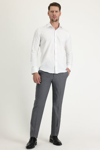  Beyaz Uzun Kol Slim Fit Dar Kesim Klasik Non Iron Saten Pamuklu Gömlek