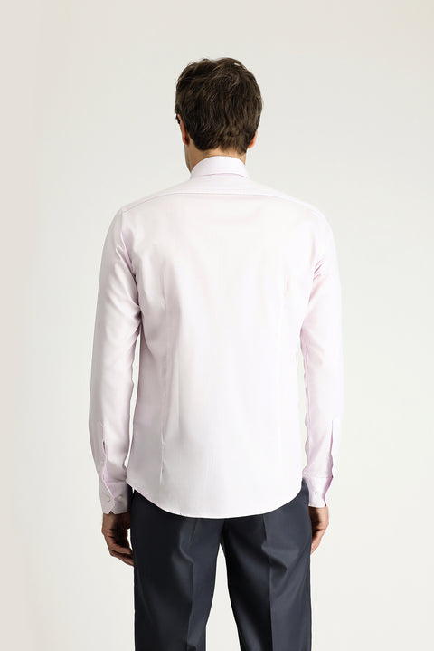 Toz Pembe Uzun Kol Slim Fit Dar Kesim Non Iron Saten Klasik Pamuklu Gömlek
