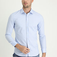 Uçuk Mavi Uzun Kol Super Slim Fit Ekstra Dar Kesim Fit Klasik Pamuklu Gömlek