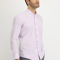 Toz Pembe Uzun Kol Hakim Yaka Regular Fit Çizgili Pamuk Gömlek