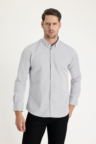  Orta Gri Uzun Kol Slim Fit Dar Kesim Gömlek