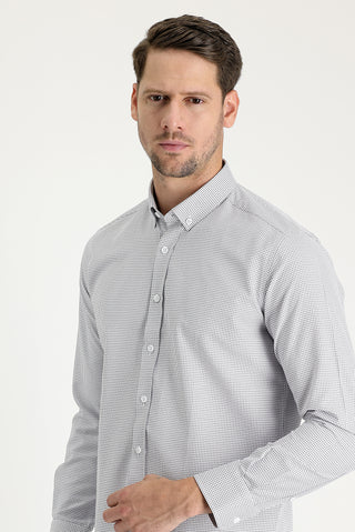  Orta Gri Uzun Kol Slim Fit Dar Kesim Gömlek