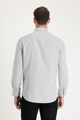 Orta Gri Uzun Kol Slim Fit Dar Kesim Gömlek