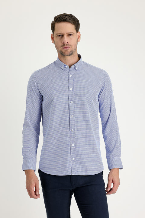 Navy Blue Long Sleeve Slim Fit Narrow Cut Shirt