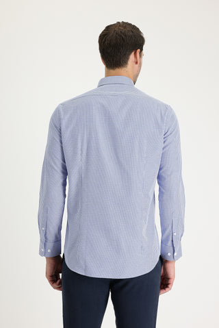  Saks Mavi Uzun Kol Slim Fit Dar Kesim Gömlek