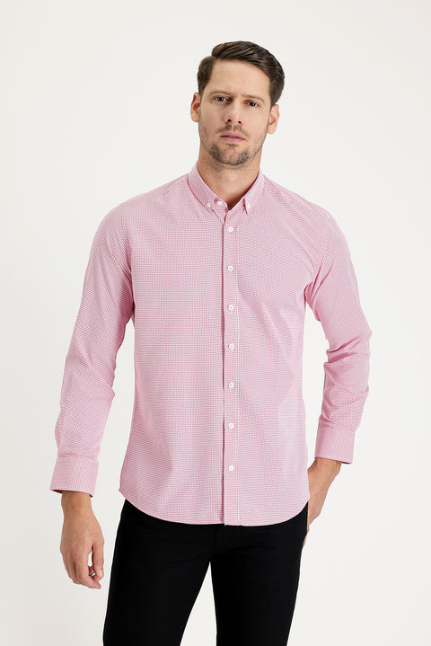 Sugar Pink Long Sleeve Slim Fit Narrow Cut Shirt