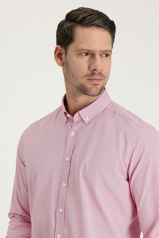  Şeker Pembe Uzun Kol Slim Fit Dar Kesim Gömlek