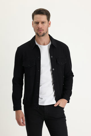  Siyah Slim Fit Dar Kesim Denim Kot Ceket