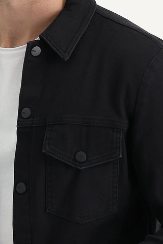  Siyah Slim Fit Dar Kesim Denim Kot Ceket