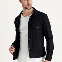 Koyu Lacivert Slim Fit Dar Kesim Denim Kot Pamuklu Ceket