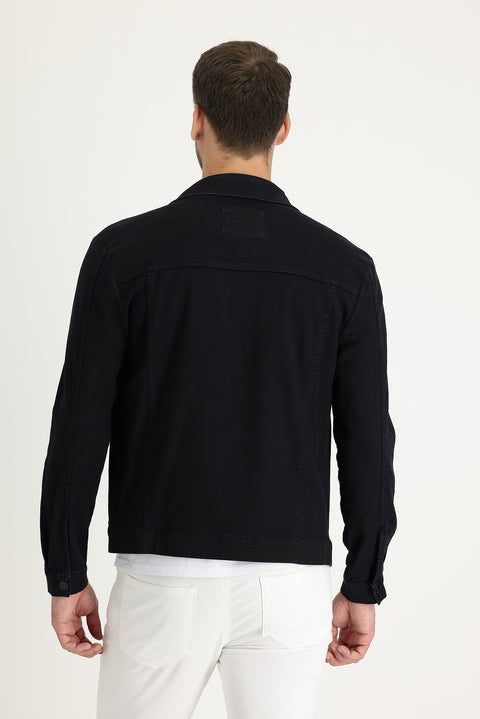 Koyu Lacivert Slim Fit Dar Kesim Denim Kot Pamuklu Ceket