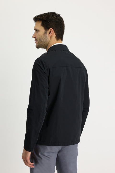 Siyah Slim Fit Dar Kesim Mevsimlik Çift Taraflı Mont