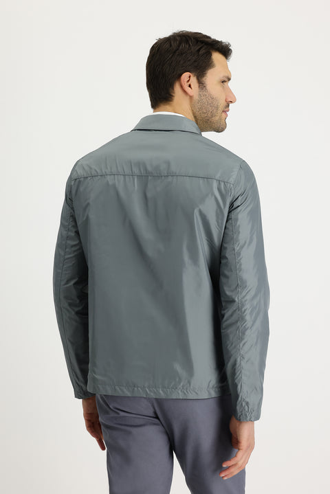 Siyah Slim Fit Dar Kesim Mevsimlik Çift Taraflı Mont