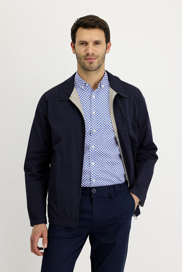 Orta Lacivert Mevsimlik Çift Taraflı Mont