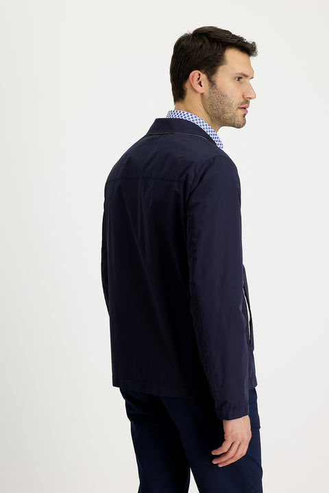 Orta Lacivert Slim Fit Dar Kesim Mevsimlik Çift Taraflı Mont