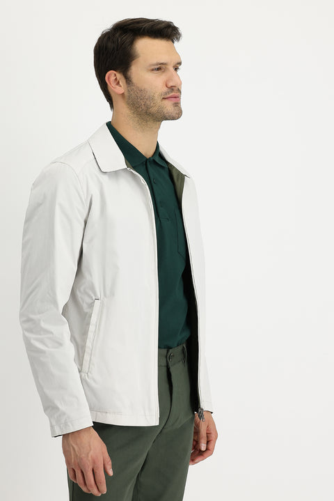 Orta Haki Slim Fit Dar Kesim Mevsimlik Çift Taraflı Mont