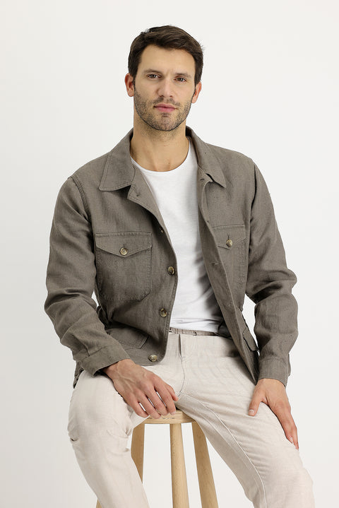 Orta Haki Mevsimlik Spor Keten Mont