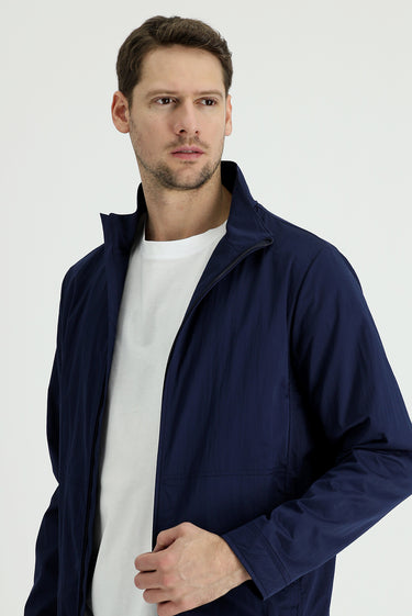 Orta Lacivert Slim Fit Dar Kesim Mevsimlik Spor Mont