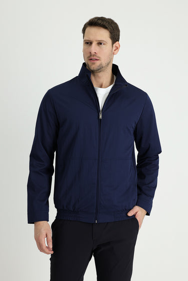 Orta Lacivert Slim Fit Dar Kesim Mevsimlik Spor Mont