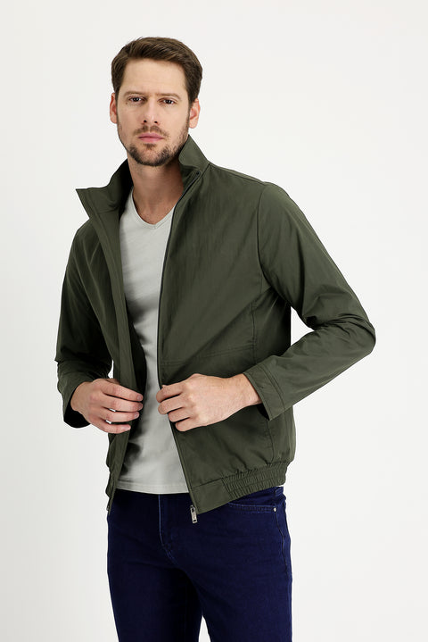 Orta Haki Slim Fit Dar Kesim Mevsimlik Spor Mont