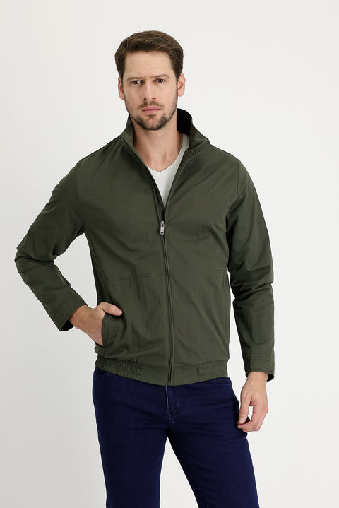 Orta Haki Slim Fit Dar Kesim Mevsimlik Spor Mont