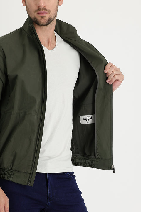 Orta Haki Slim Fit Dar Kesim Mevsimlik Spor Mont