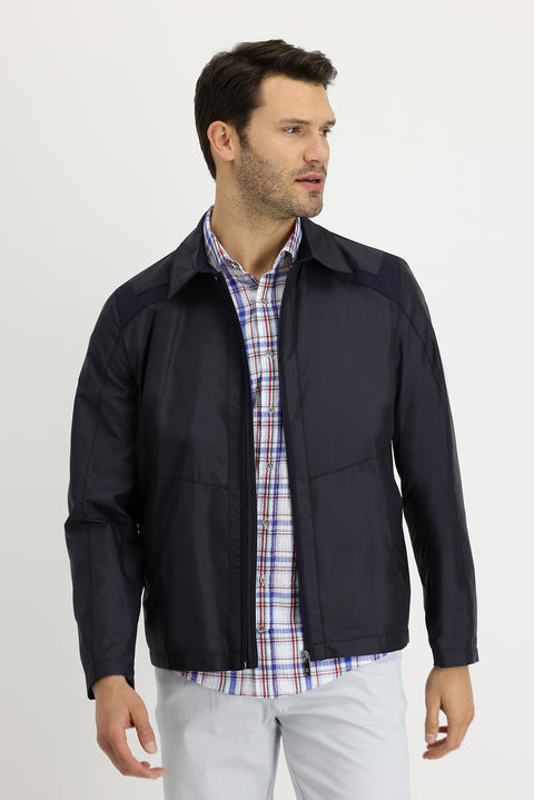 Orta Lacivert Slim Fit Dar Kesim Mevsimlik Spor Mont