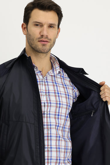 Orta Lacivert Slim Fit Dar Kesim Mevsimlik Spor Mont