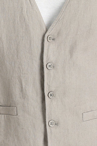  Orta Vizon Slim Fit Dar Kesim Keten Yelek