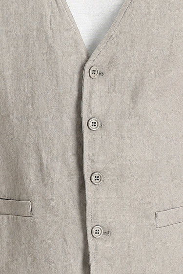  Orta Vizon Slim Fit Dar Kesim Keten Yelek