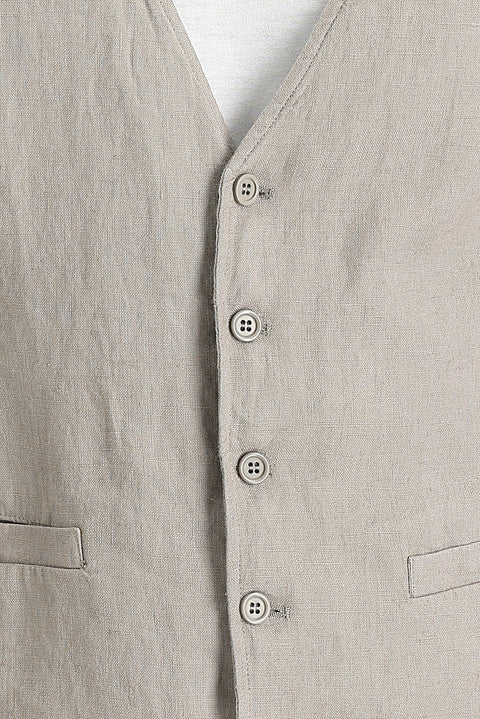 Orta Vizon Slim Fit Dar Kesim Keten Yelek