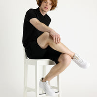 Siyah Regular Fit Pamuklu Bermuda Şort