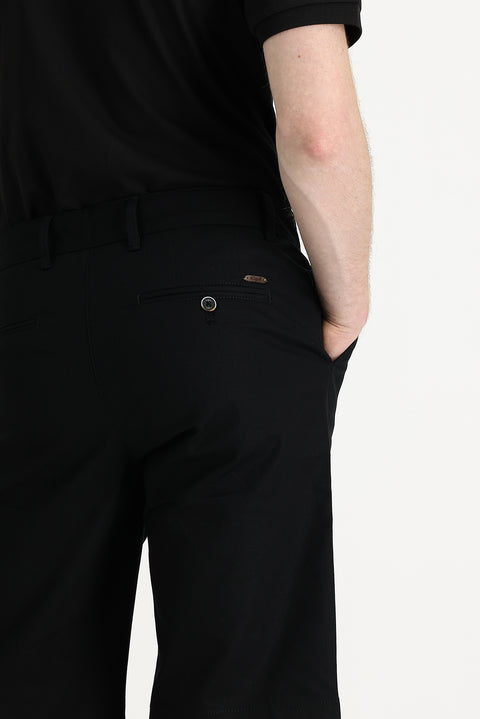 Siyah 6 Drop Regular Fit Standart Kesim Pamuklu Bermuda Şort