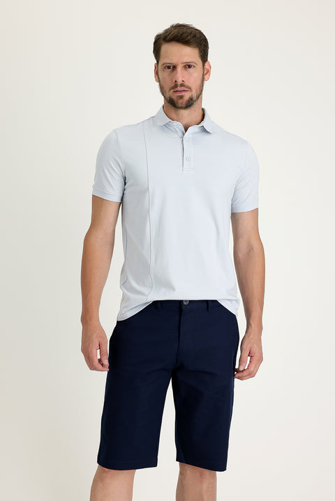 Orta Lacivert 6 Drop Regular Fit Standart Kesim Pamuklu Bermuda Şort