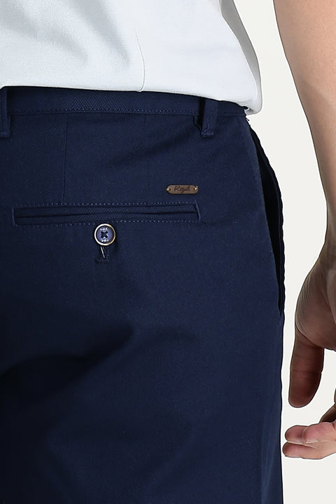 Orta Lacivert 6 Drop Regular Fit Standart Kesim Pamuklu Bermuda Şort