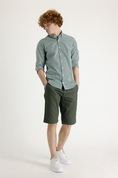 Yağ Yeşili-Olive 6 Drop Regular Fit Standart Kesim Bermuda Şort